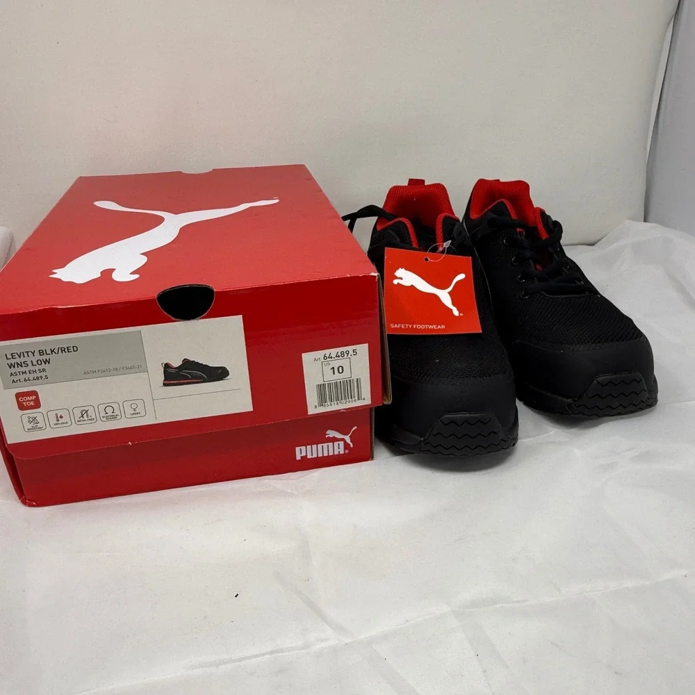 Puma Safety Levity Low Black Red Composite Toe Work Shoes 644895 Womens 10